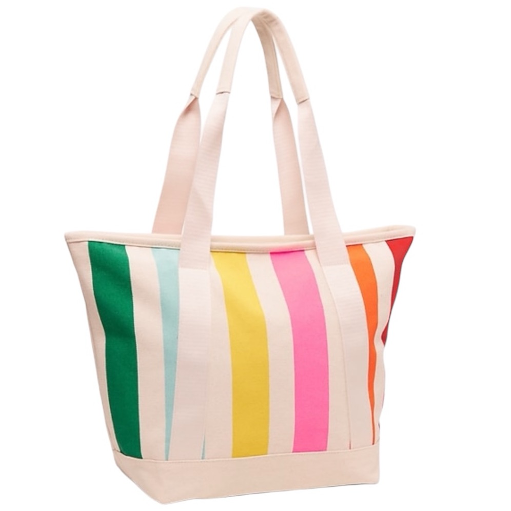 Canvas Multi-Color Striped Tote Bag